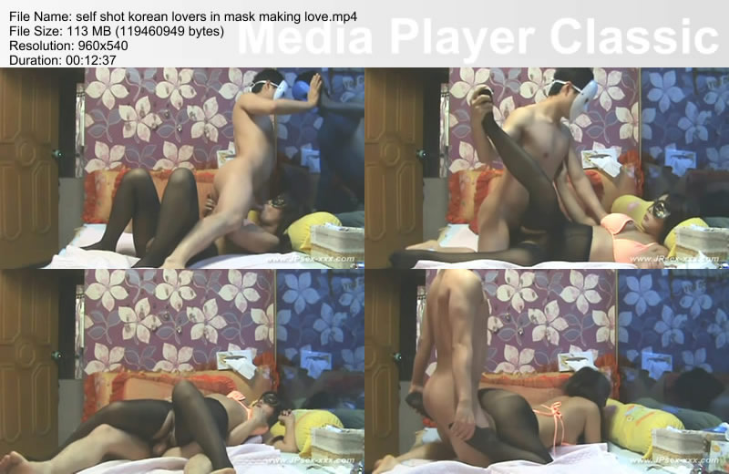 self shot korean lovers in mask making love